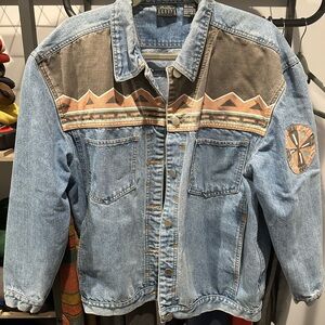 Vintage Blue and Brown Denim Jacket